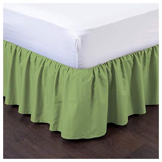 Kjol med volanger – lyxig 100 % bomull 800 trådtäthet damm volang med plattform sängkjol enkel passform med 38 cm skräddarsydd sängkjol dubbel, salvia