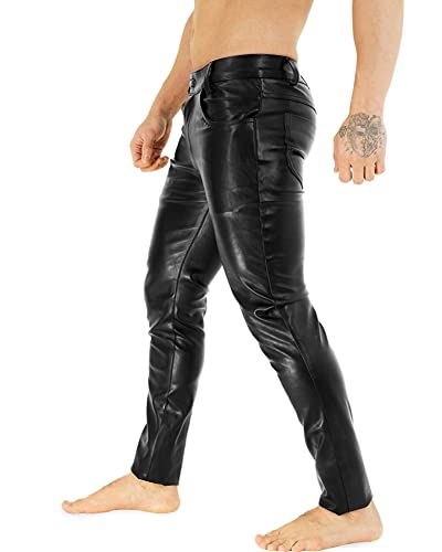 Bockle® Power Tube Lamb Zip Tube Skinny Slim Fit Man Leather Pants Men3