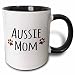 3dRose (mug_154059_4) Aussie Dog Mom - Australian Shepherd Doggie by breed brown muddy paw prints doggy lover mama love - Two Tone Black Mug, 11oz