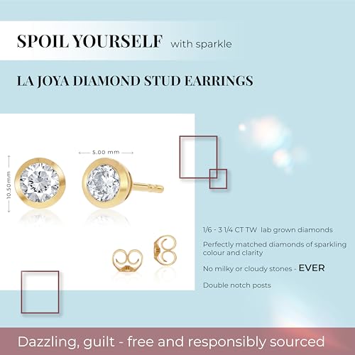 Bezel Set Lab Grown Diamond Stud Earrings for Women and Men | 1/6-3 1/4 CT. TW. Diamond Earrings | Real 14K White and Yellow Gold | Certified GH VS-SI Diamonds3