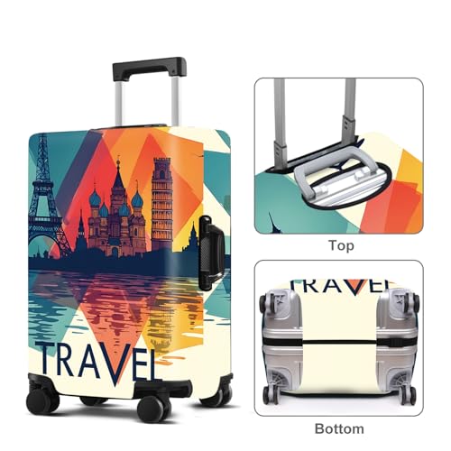 Luggage Cover Washable Suitcase Protector Anti-Scratch,Stretchable Fit for 20-34Inch Luggage Durable Travel Bag Cover with Zipper Closure (Travel-1, L(fits 28-30Inch suitcase))3
