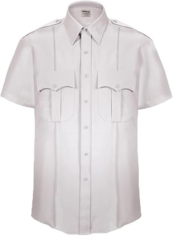 Elbeco TexTrop2 Zippered Short Sleeve Polyester Shirt - Mens, 16.5 in, White, Z3310N-16.5