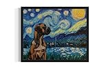 Boxer Van Gogh Poster Art Print, Starry Night inspired Dog Wall Art Prints Decor Painting, Pet Lover Gifts Abstract Prints Gallery 19 (Boxer, 8 x 10 inches, Unframed)
