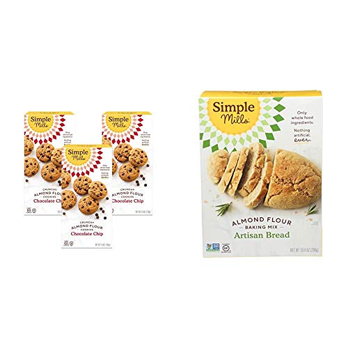 Simple Mills Almond Flour Chocolate Chip Cookies, Gluten Free And Delicious Crunchy Cookies, Organic Coconut Oil, Good For Snacks, 3 Count & Almond Flour Baking Mix, Gluten Free Artisan Bread Mix #TOP21