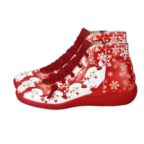 Bottines courtes femme motif Père Noël pour des promenades d'hiver confortables