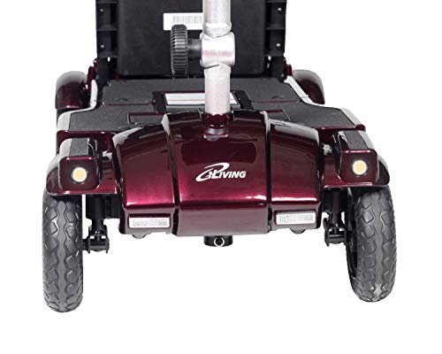 iLiving i3 Foldable Electric Scooter Mobility for Seniors and Adults, Alternative to Wheelchair, Portable and Travel Friendly – Upgraded Seat, 17 Inch, 53 Pounds (Burgundy)
