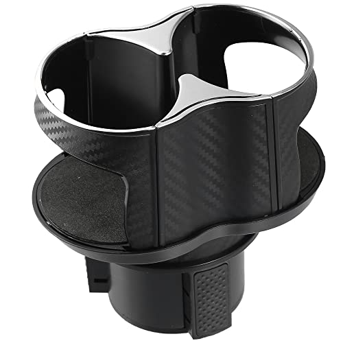X Autohaux Car Cup Holder Expander 2-In-1 Multifunction Car Drink Extender Adapter With Adjustable Base For Water Coffee Cups Carbon Fiber Pattern Silver Tone #TOP21