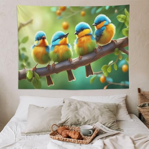 Tenture murale oiseau imprimée en 3D 150×200cm : tapis mural salon - 6
