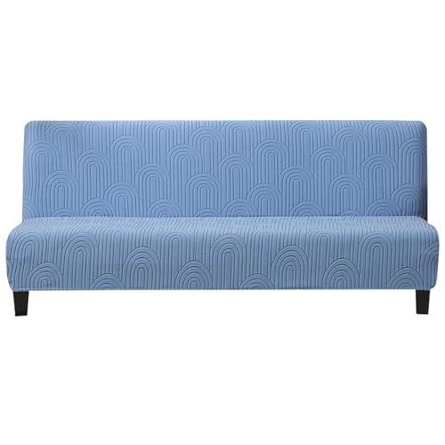 ZRCYXDW Folding Futon Cover, Stretch Armless Sofa Cover Universal Non Slip Futon Slipcover Furniture Protector Machine Washable for Folding Sofa Bed-Lake Blue-Medium