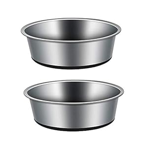 Mery Home Futterschale für Haustiere 2 x 1750 ml GroÃŸe Hundenapf aus Edelstahl Katzenwasserschalen Schwergewicht mit rutschfestem Gummiboden für groÃŸe mittelgroÃŸe Hunde Katzen