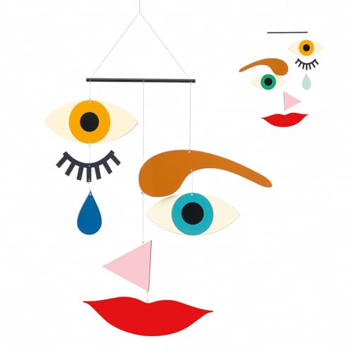 DJECO - Make-A-Face Mobile - Fun & Easy Magnetic Wooden Mobile - for Kids - Assembling Nursery Mobile Parts - Quick and Easy to Assemble - Creative Activity for Family & Friends