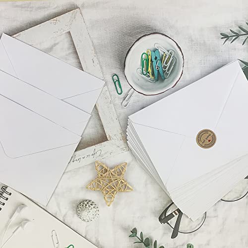 YINUOYOUJIA 50 pack White Envelopes,5x7 Envelopes V Flap,A7 Invitation Envelopes,envelopes for 5x7 cards,Weddings,Birthday,Baby Shower,postcards,Photos,Mailing