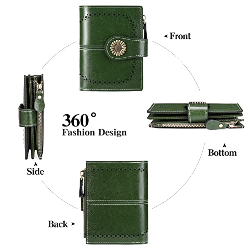Image of SENDEFN Small Womens Wallet Leather Bifold Card Holder RFID Blocking with Zipper Coin Pocket