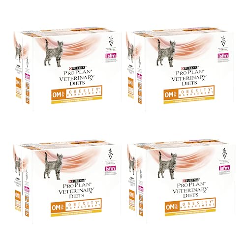 Purina Pro Plan Veterinary Diets OM Obesity Management | 4er Pack | 4 x 10 x 85 g | Frischebeutel | Kann dabei helfen einen effektiven und kontinuierlichen Gewichtsverlust fördern