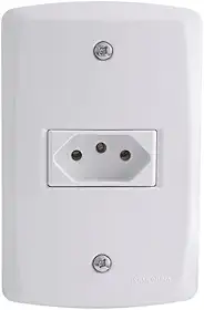 Tomada Simples 3P 20A Placa Espelho Gelo Bivolt 127V e 250V Com Inmetro