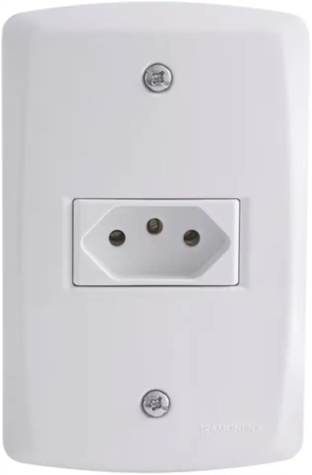 Tomada Simples 3P 20A Placa Espelho Gelo Bivolt 127V e 250V Com Inmetro