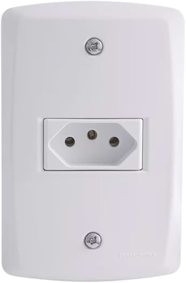 Tomada Simples 3P 20A Placa Espelho Gelo Bivolt 127V e 250V Com Inmetro