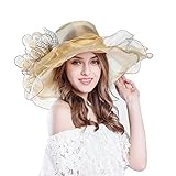 Women Fascinator Church Hat Womens Summer Pillbox Hat Wide Brim Flower Bridal Shower Hat Sun Hats Be