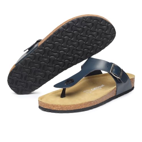 Image of YOHO Sandals for Men | Leather Thong Sandals with Cork Footbed for Daily Wear- SDL