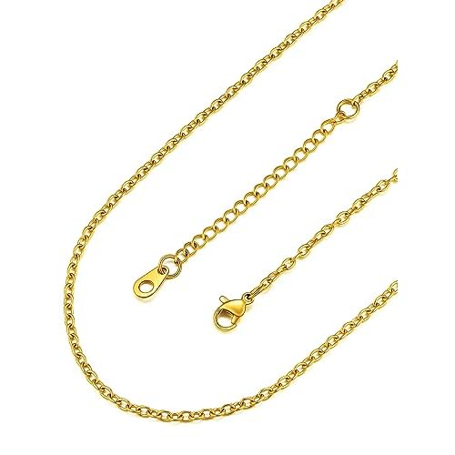 FaithHeart Stainless Steel Chains for Men, Silver/Black/14K Gold Plated Snake/Wheat/Box/Rope/Rolo Chain Necklace 16-30 Inches with Delicate Gift Box Length 20 Inches 01. Snake Chain-Black