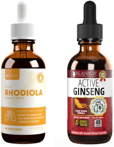 Rejuvica Health Active Rhodiola + Active Ginseng- Support Energy + Stress – Liquid Delivery for Better Absorption – Rhodiola Root & Ginseng Root Rejuvica Health Active Rhodiola + Active Ginseng- Support Energy + Stress – Liquid Delivery for Better Absorption – Rhodiola Root & Ginseng Root