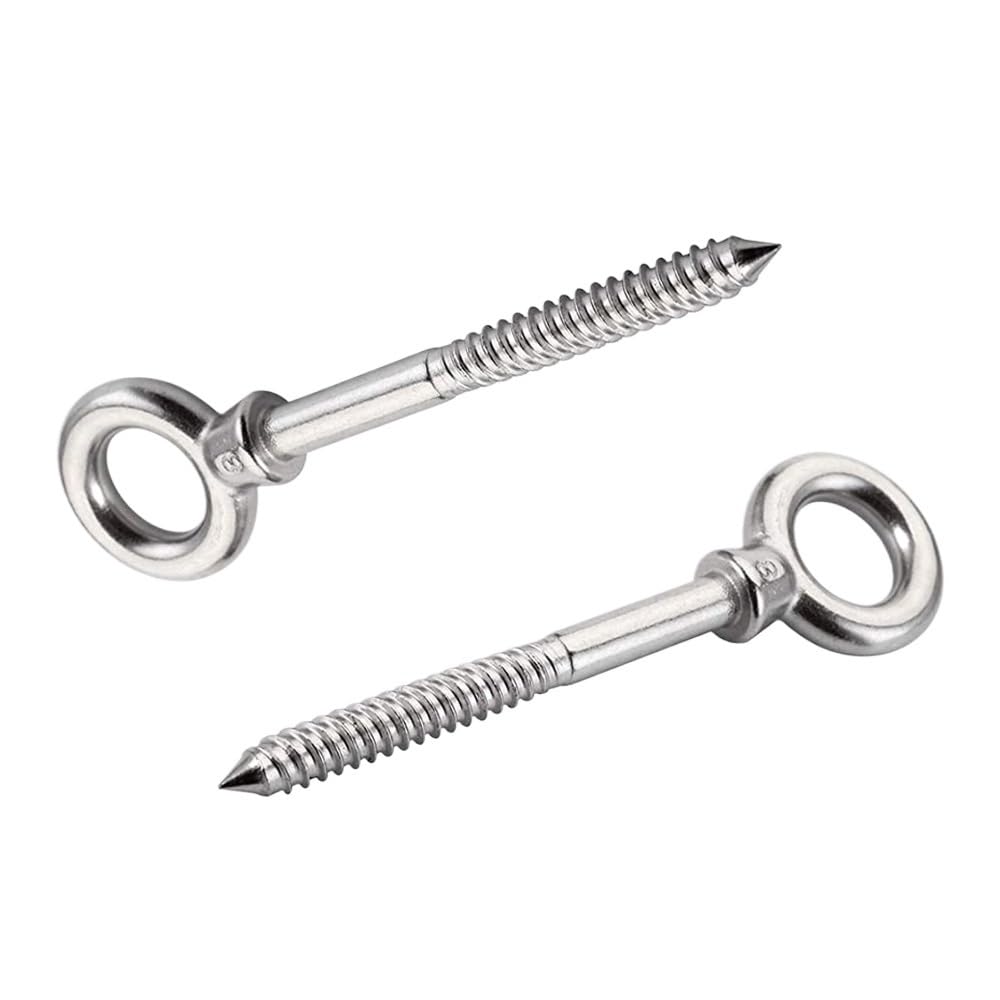 Tornillo Con Argolla 6 tornillos con forma de ojo M6/M8, ganchos de metal, anillo de terminal de madera de acero inoxidable 316, ganchos de ojal, accesorios de cable de alambre autorroscantes Tornillo