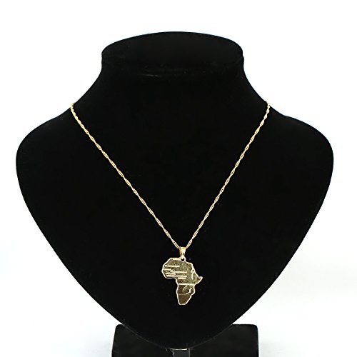 Big Size Crystal Africa Map Pendant Necklace Women 24K Gold African Map Hiphop Item3