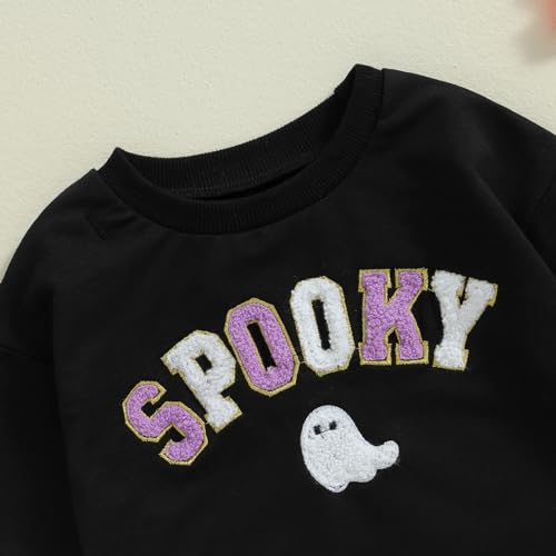 Newborn Halloween Baby Girl Boy Outfit Spooky Ghost Romper Letter Print Embroidered Sweatshirt Fall Winter Clothes2