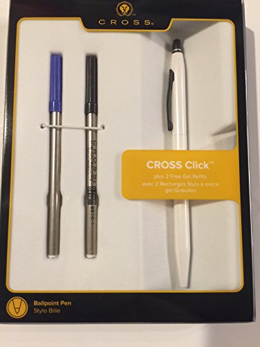Cross Classic Click Gel Ink Pen with 2 Free Refills (Pearlescent White)
