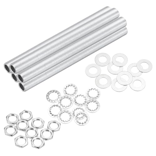 Image of MECCANIXITY 35Pcs 5.1 inch Lamp Pipe Kit with Nuts Washers 1 /8IP Thread Fasteners Assortment for Chandelier Ceiling Light Repair Assembly DIY Hardware