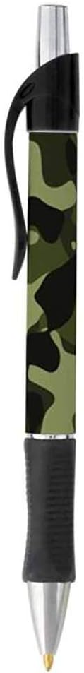 Camouflage Print Pen - Black or Blue Writing Ink - Military Design - Stationery Gift - Office Business School Supplies (BLACK INK)