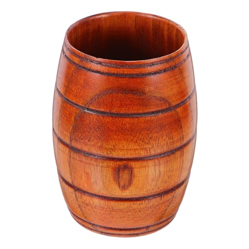 STOBAZA Taza de Cerveza de Madera Natural Artesanal con Diseño Barril Multifuncional para Cerveza Agua y Té Vaso Reutilizable y Decorativo para Hogar y Restaurante