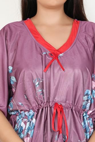 Image of Women's Printed Satin Blend Kaftan Nighty /Nightgown /Nightwear /Maxi WSR-185