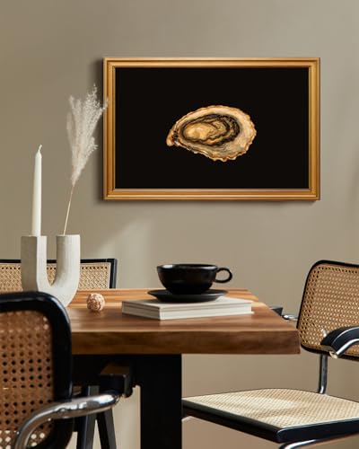 Image of VIYYIEA Vintage Gold Framed Wall Art for Living Room, Oyster Canvas Prints Home Decor, Oil Painting Picture, Bedroom Wall Decor Gifts for Friends or Family -【Oyster】-(24L x 16W)