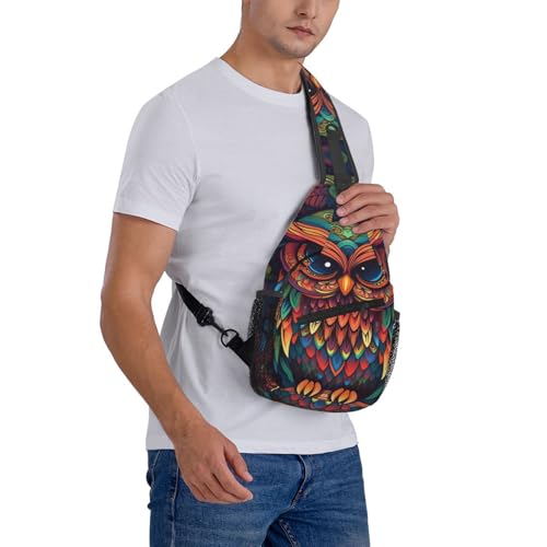 Mochila Sling Crossbody con diseño búho color negro miniatura 7