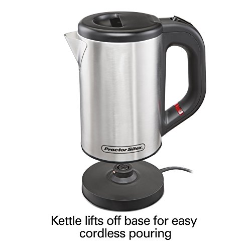 Proctor Silex Compact Electric Tea Kettle, Water Boiler & Heater. 0.5 L, Cordless, Auto-Shutoff and Boil-Dry Protection, Stainless Steel (40940) by Proctor Silex - Image 4