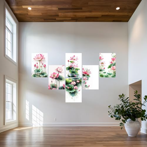 Image of SiddArtify Lotus Flower Wall Art Prints Set - Botanical Poster Decor for Living Room Bedroom Office - 12x18 inch Board Pack of 6