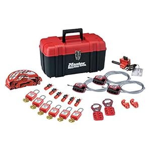 Master Lock S1117VES31KA Caja de Herramientas Pequeña con Surtido de Bloqueos Eléctricos incluso 6 Candado Dieléctrico, 3 Cable, 2 Aldaba de Consignación, 3 Bloqueo de válvula, 8 Bloqueo de disyuntor