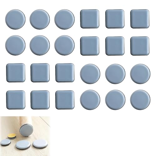 24 Stück Möbelgleiter, Teflongleiter, PTFE Teflon Quadrat Selbstklebende Möbelschieber, Stuhlgleiter, Teflongleiter Selbstklebend Für Schwere Möbel(Quadrat Und Runde)