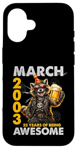 23rd Birthday Raccoon Beer March 2003 Vintage 23 Years Old �X�}�z�P�[�X iPhone 16 �p