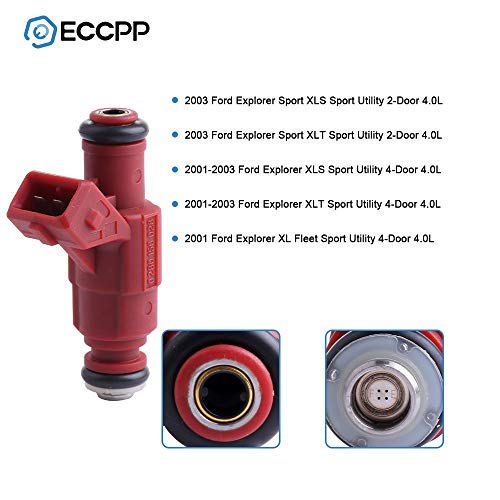 Fuel Injectors Eccpp 6Pcs High Performance 4 Hole Fuel Injector Kits 0280156028 Fit For 2002 2003 2004 Mercury Mountaineer 2001 2002 2003 Ford Explorer 4.0L #TOP2