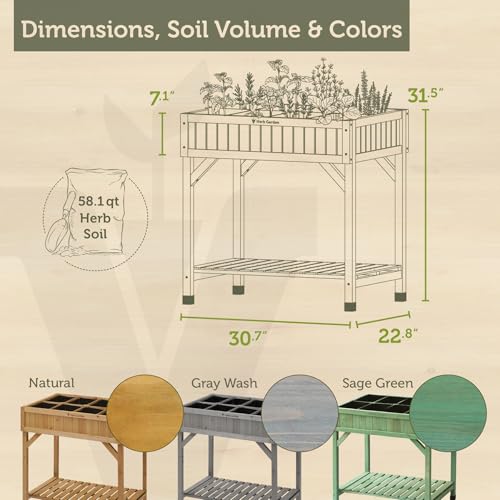 Image of VegTrug Custom Herb Planter, Durable and Rectangular Outdoor Planter, Gray | Herb garden planter, 8 deep pockets, drainage, patio kitchen herbs, compact growing
