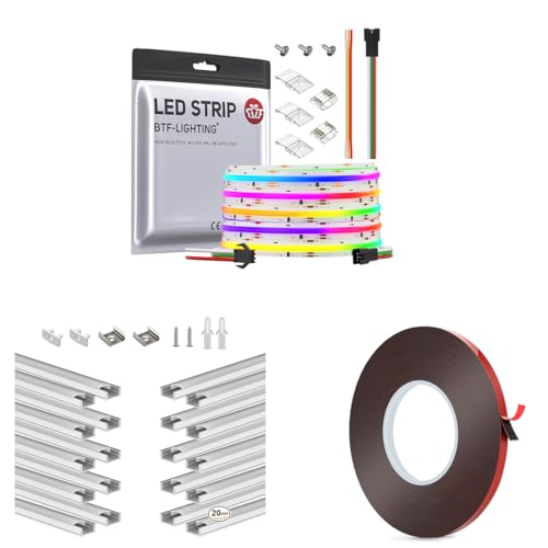Tira LED RGB WS2811 IC COB 16.4 pies con Canal de Aluminio y Cinta miniatura 1