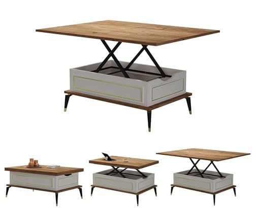 Toscana Extendable Lift Top Coffee Table & Dining Table 6 IN 1 Convertible Multifunctional Design Up to 6 Person