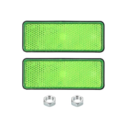 Image of PATIKIL Rectangle Rear Reflectors, 2 Pcs Safety Reflective Warning Reflector Plastic Universal Motorcycle Reflector with M5 Screw Mount for Car Motorcycle Trailer Bike Bicycles, Green