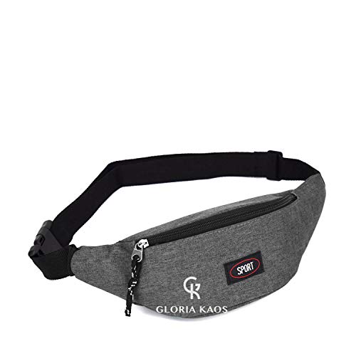 G.Kaos - Marsupio Sportivo Impermeabile Cintura Regolabile Jogging Viaggio Trekking Bicicletta Tessuto Tecnico Moderno (1908 Grey)