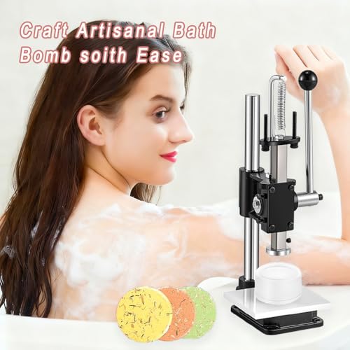 Bath Ball Pressing Machine with an Round Soap Shampoo Bar Mold Adjustable Height Shower Steamer Press Machine for 3D Plastic Solid Bath Bomb Shower Steamer Press Molds for Making Shampoo Bars