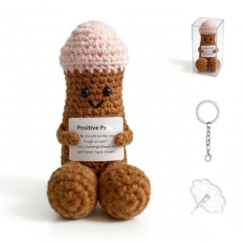 YIOXIN Funny Positive Crochet Animals Gag Doll Emotional Support Stuffed plushies for Men and Women Friends Weird Things Motivational Office Decor Valentines Day Gifts