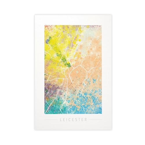 IADNG Street Map Poster of Leicester, England Canvas Poster Wall Art Print Picture Paintings 20x30inch(50x75cm)