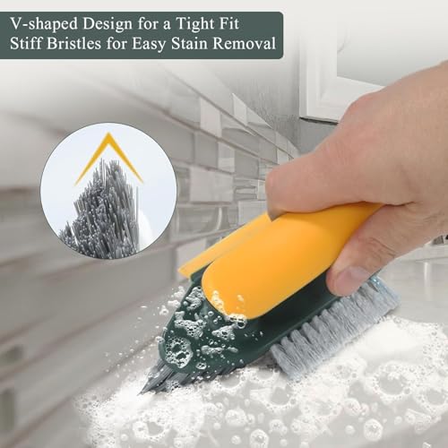 Image of UCRAVO 4 in 1 Tile Brush Multi-Purpose Gap Cleaning Brushes, Durable Bristles Suitable for All Surfaces, Stubborn Stains Remover, Crevice Scrub Brush, Ideal for Kitchen, Bathroom, Tracks & Shoe Seams